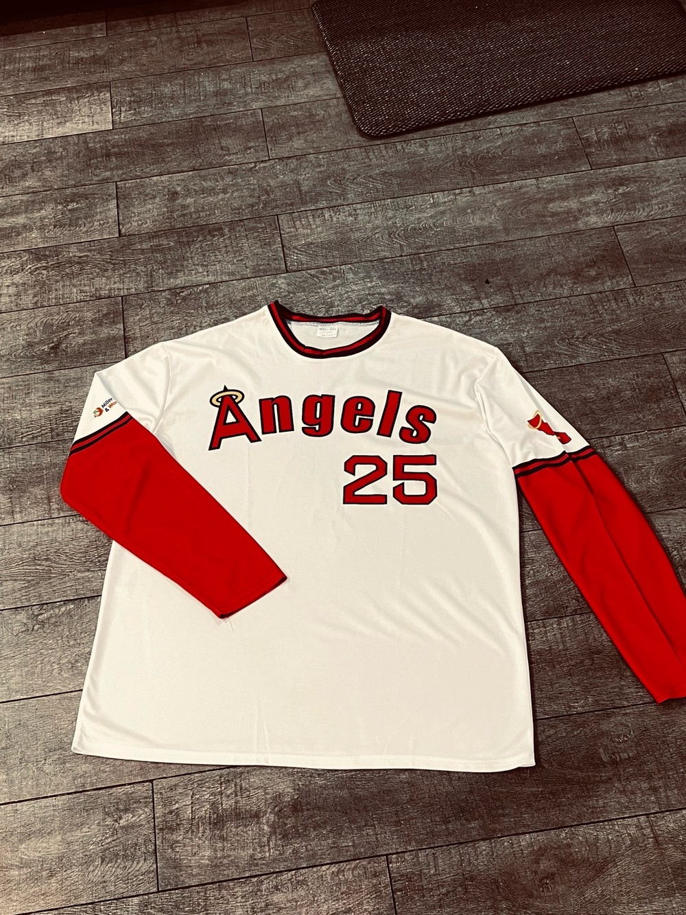 California Angels baseball,   Red Long Sleeve Team Jersey with Number 25  XL